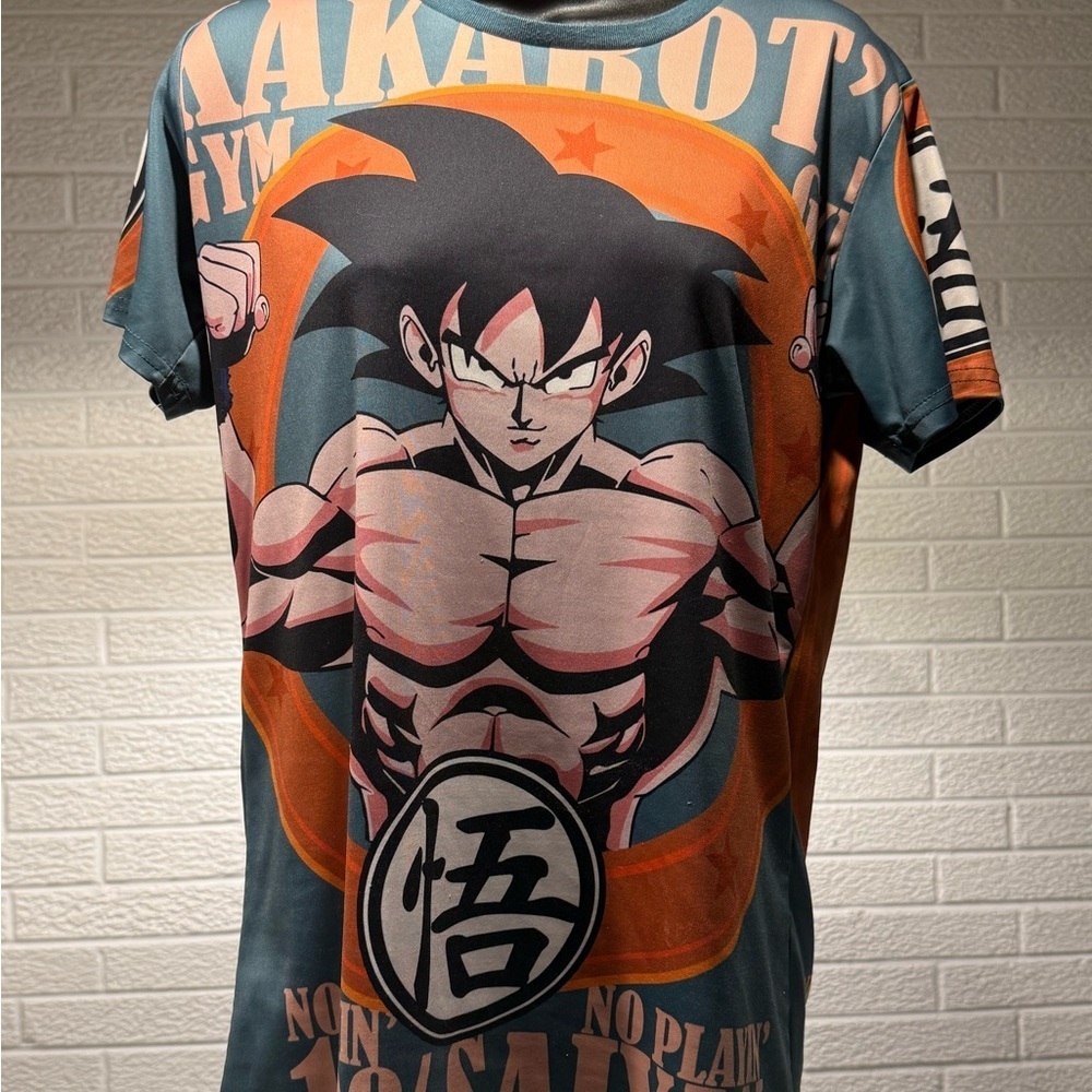 Anime Warrior Graphic Men's T-Shirt - Blue and Orange Goku from Dragon Ball Z